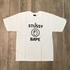 Футболка с логотипом BAPE × stussy a bathing ape NIGO Белая Размер M Унисекс Футболка