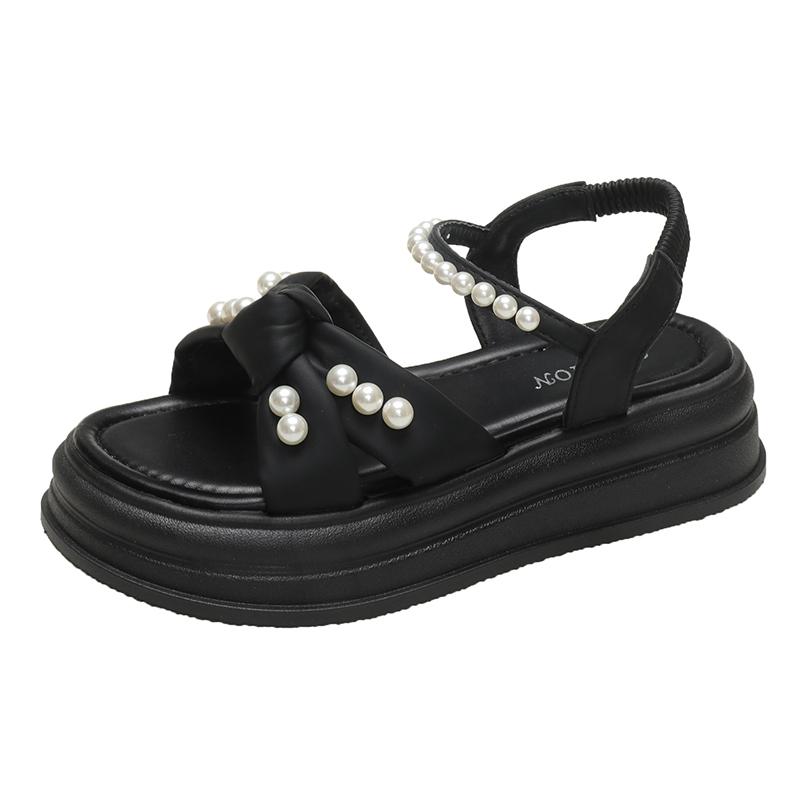 Roman Sandals Women's Fashion Outer Wear Fairy Wind Heightening Beach Shoes 2025 Summer New Temperament Non-slip Soft-soled Shoes