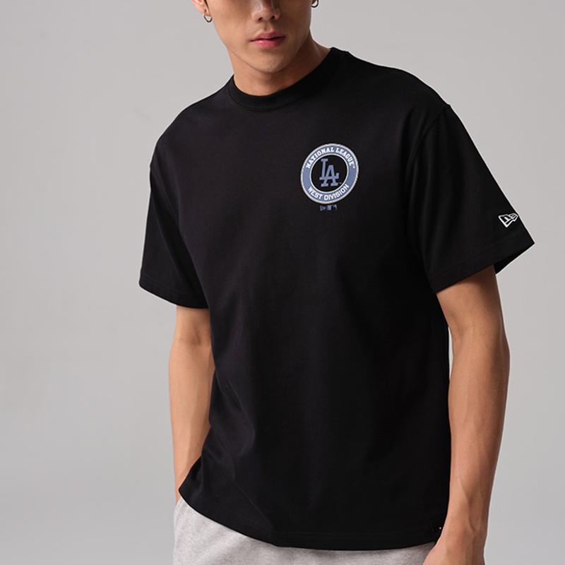 New Era SS24 MLB Los Angeles Dodgers Футболка с принтом букв NY, с круглым вырезом, с коротким рукавом, унисекс, черная 14187402