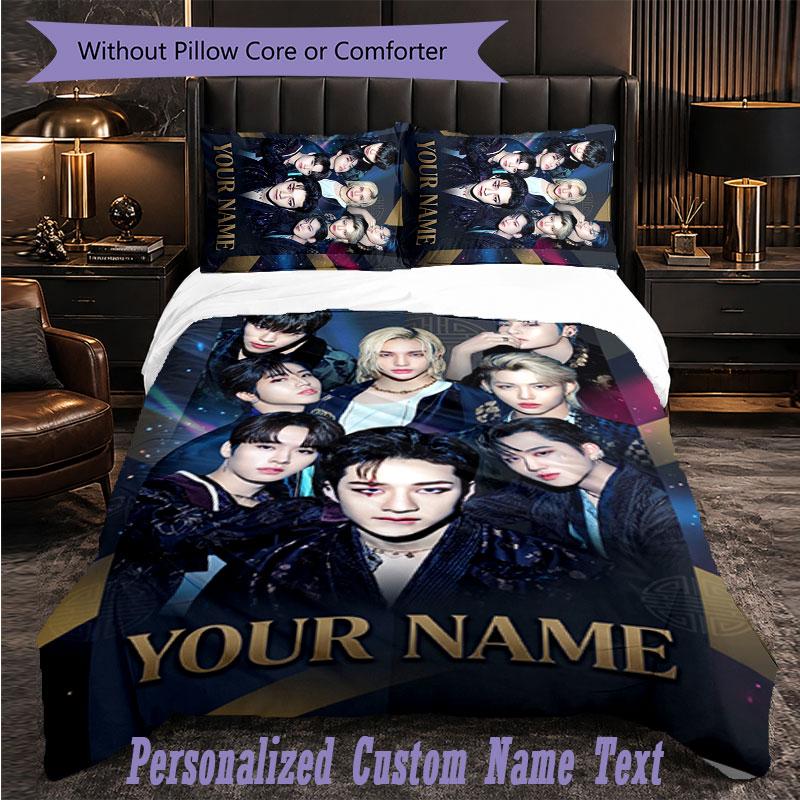 Personalized 3Pcs Bedding SetStray Kids Custom Text Duvet Cover Pillowcase Set Bedroom Gift