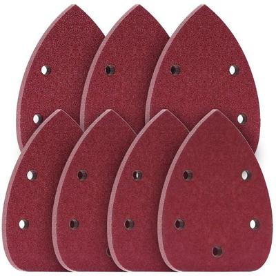 Papier Abrasif Triangulaire 70 Pcs (40-400) 12,7×12,7 Cm Oxyde D'aluminium — 5 Trous & Fixation Hook&loop