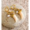 Yhpup Horn Handmade Hoop Earrings for Women Resin Acrylic Imitation Pearl Drop Fashion Stainless Steel Charm Jewelry Recommend