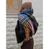 Autumn and Winter Rainbow Plaid Imitation Cashmere Scarf Female Student Couple Warm Scarf Long Shawl