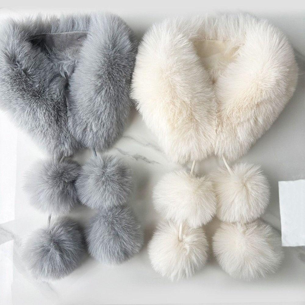 Solid Color Faux Fur Scarf Magnetic Buckle Women Winter Scarves Simple Neck Warmer Unisex