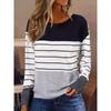 Stripe Splicing Market Long Sleeved Round Neck Long Sleeved Comfortable Elastic Long Sleeved Fashionable Women's Clothing