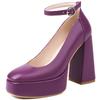 Women's High Heels Pumps Shoes Platform Elegant 2024 Ankle Straps Black White Purple Heeled Dance Party Wedding Shoes Ladies