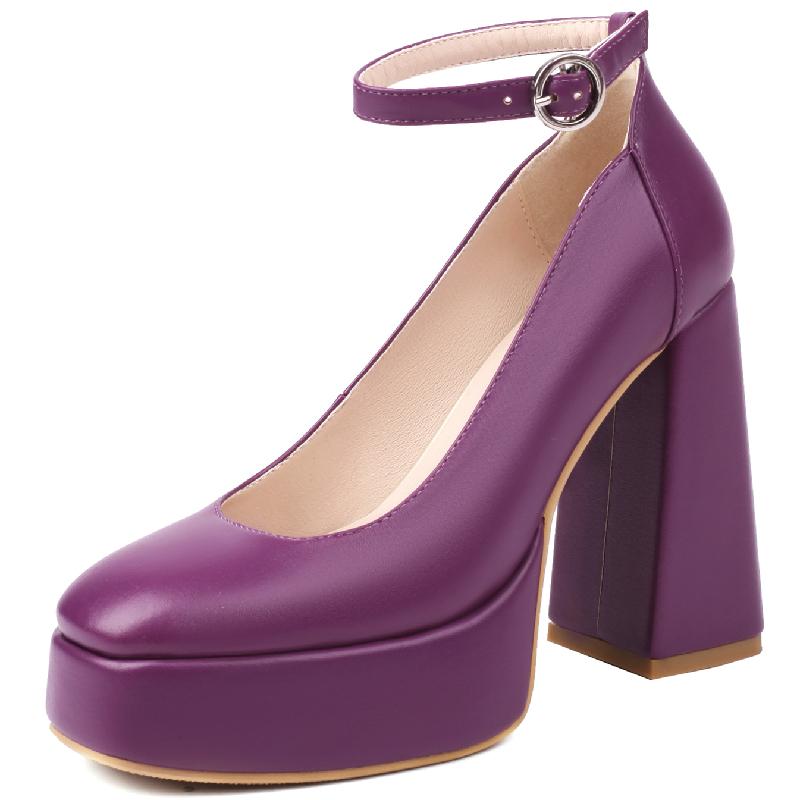 Women's High Heels Pumps Shoes Platform Elegant 2024 Ankle Straps Black White Purple Heeled Dance Party Wedding Shoes Ladies