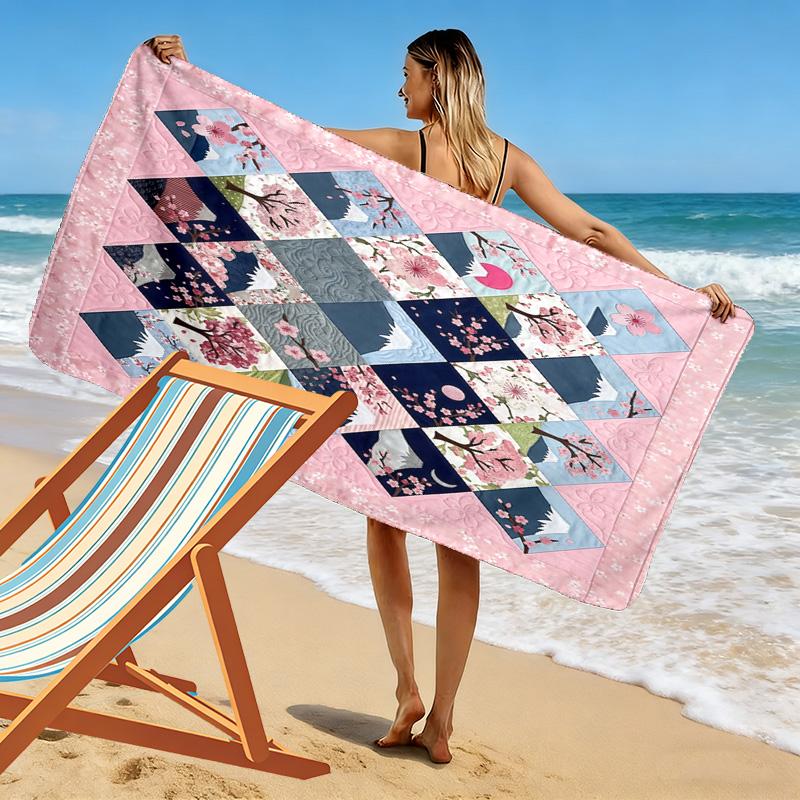Cultural Puzzle Print Beach Towel, Large Soft Quick Dry Towel for Beach Camping Swimming