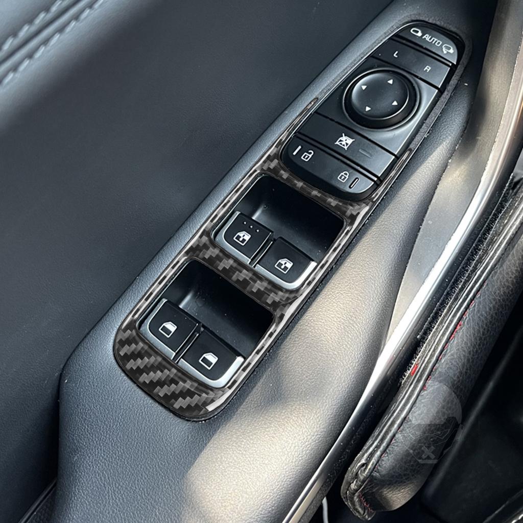 For Kia Stinger 2019-2025 Carbon Fiber Window Lift Switch Control Panel Trim Cover Car Accessories Interior Decoration Sticker