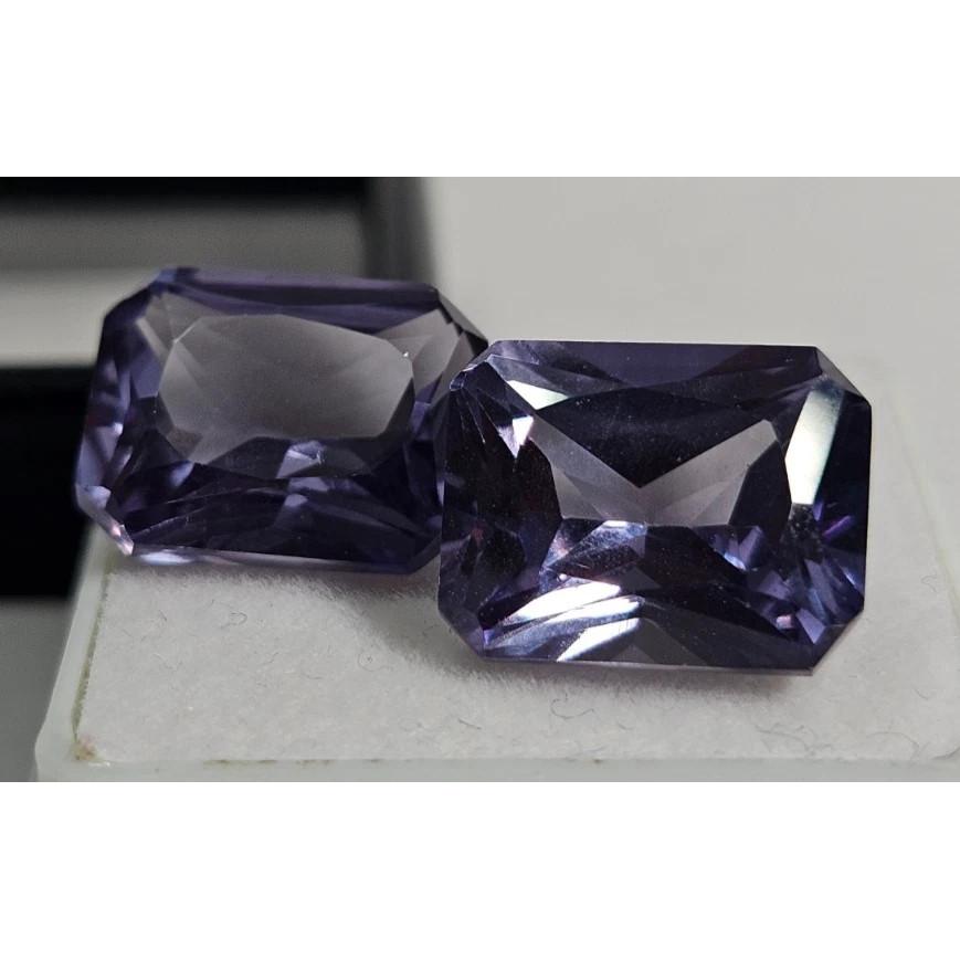 Emerald Cut Natural Alexandrite 16-17 Ct Pair Beautiful Certified Gemstone