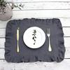 4PCS 30X45CM 100% Linen Napkins Soft Restaurant Wedding Dinner Solid Color Flounce Placemats Ruffle Edge Classical Custom Home Table Napkin