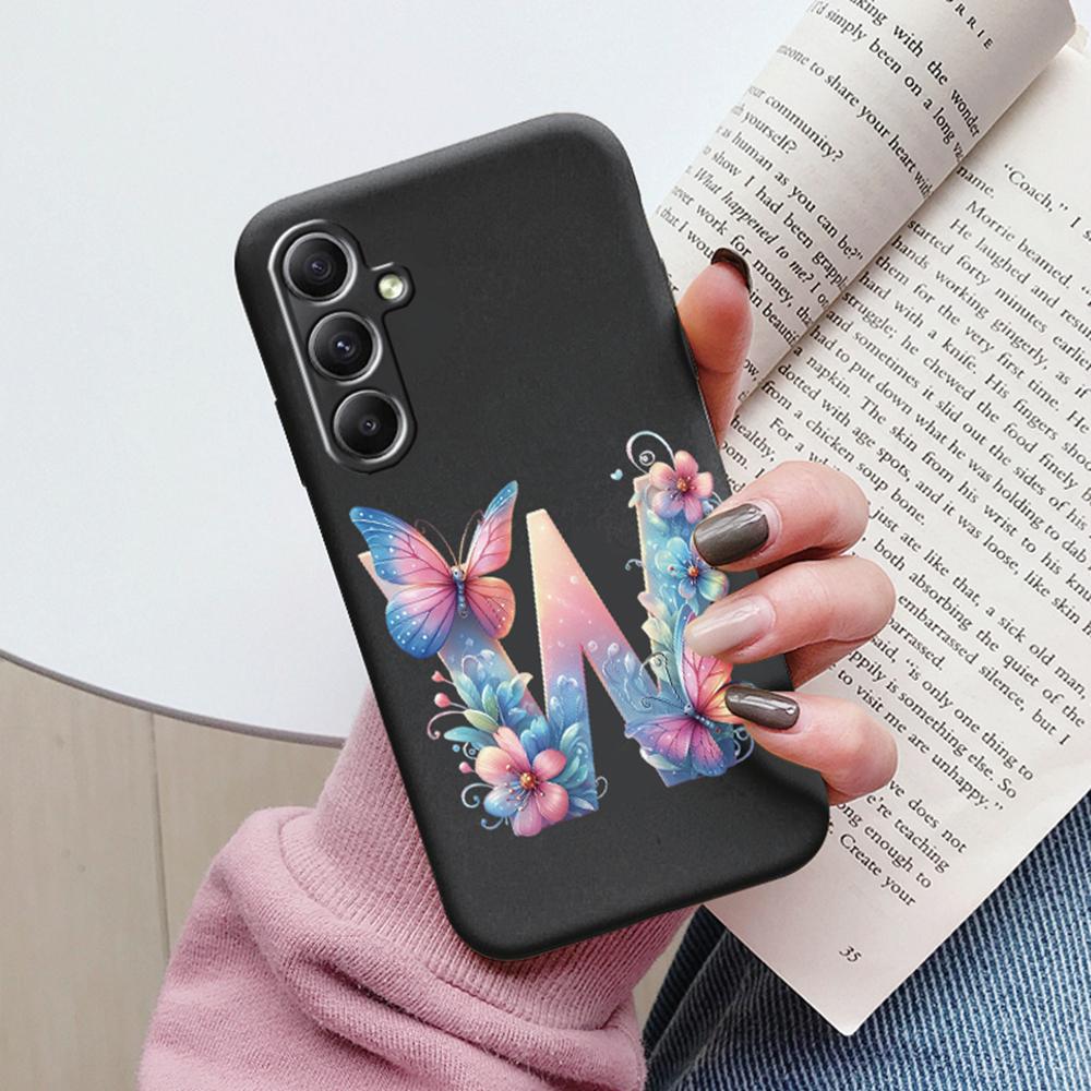 Phone Case For Samsung Galaxy A15 A25 A35 A55 A13 Colorful Letter Love Flower Butterfly Women INS Shell Fundas Bumper Soft Cover