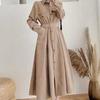 Вельветовое платье-рубашка в корейском стиле, облегающее талию - женское, средней длины, однобортное, с длинным рукавом, длиной до колена, для осени/зимы