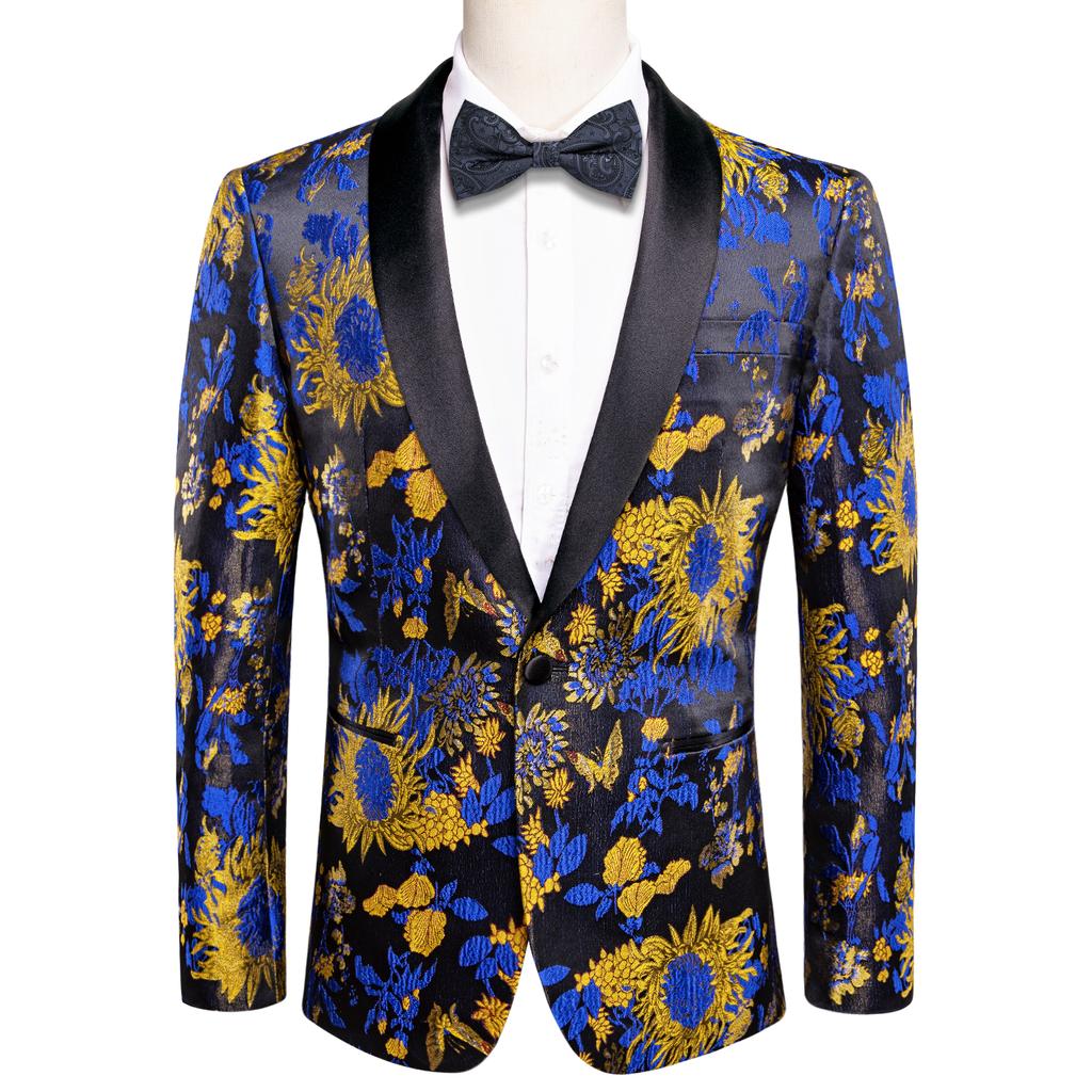 Men's Floral Dress Suit Luxury Embroidered Wedding Blazer Dinner Tuxedo Jacket