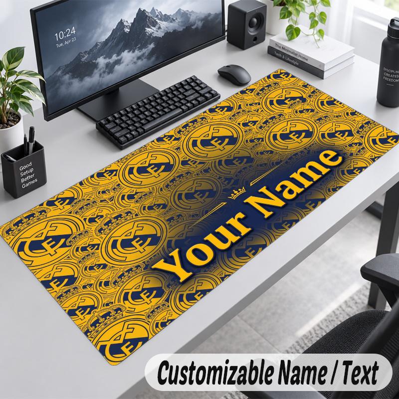 Real Madrid Personalized Large Mouse Pad Custom Name Text Extended Desk Mat Gaming Mousepad