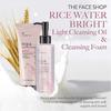 The Face Shop Rice Water Bright Cleansing Light Oil 150ml 1pc+ Foam 150ml  1pc, 50pcs of Natural Oil Paper