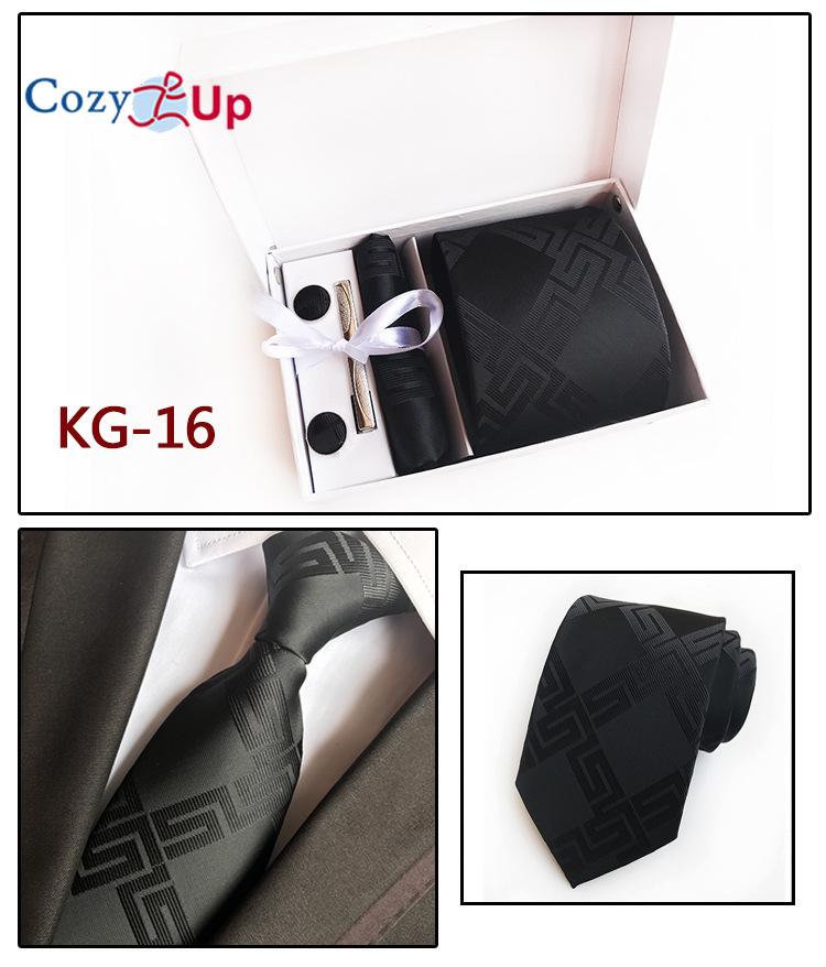 Cozy Up Набор галстуков для мужчин с нагрудной квадратной запонкой и зажимом для галстука, носовым платком в подарочной упаковке для свадьбы и бизнеса
