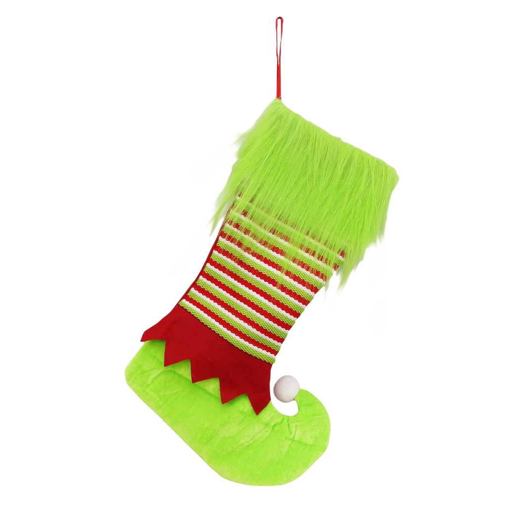 Christmas Stocking Elf Style Colorful Striped Christmas Decoration Elf Stocking Xmas Gift Festive Stocking Holiday Decor