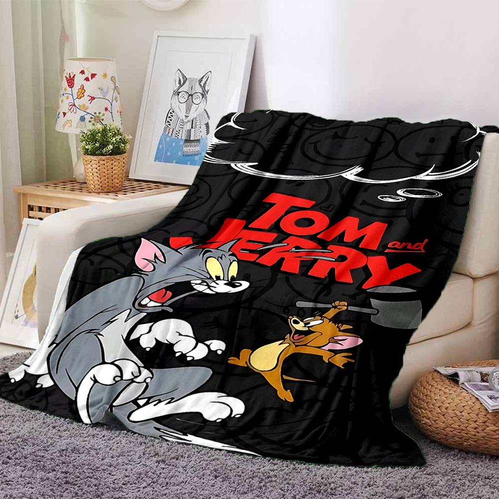 1pc Tom and Jerry Flannel Blanket Soft Warm Throw for Home, Office, Travel, All-Season Cozy Bedding Gift L1429