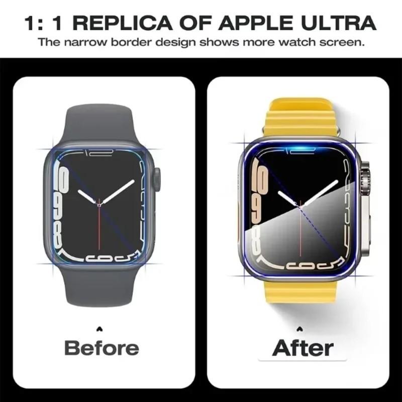 Glass+ Shell for Apple Watch 11 10 46/42mm 9 8 7 45/41mm Screen Protector Change To Ultra IWatch 6 5 4 SE 44/40mm Bumper Cover