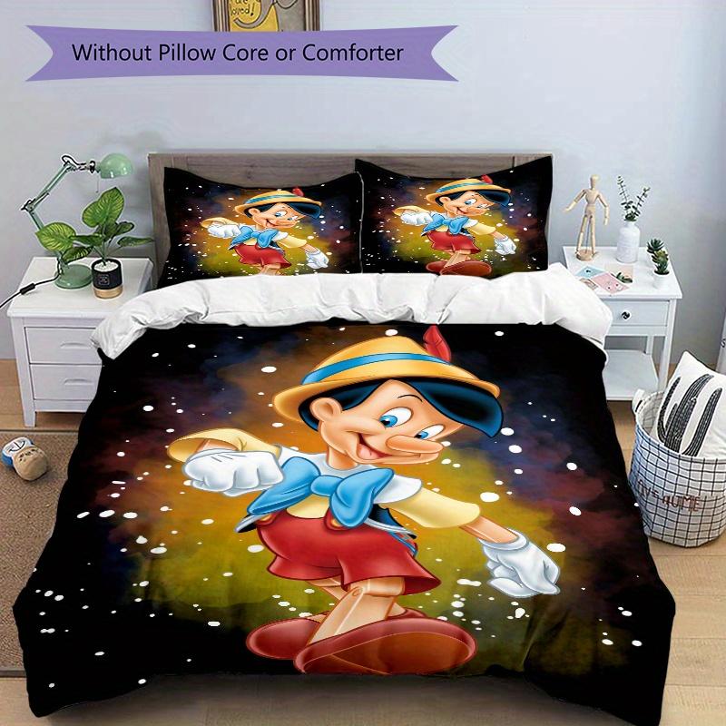3pcs Cartoon Pinocchio Printed Bedding Set, Soft and Comfortable Quilt Cover for Bedroom, Guest Room (1 Duvet Cover + 2 Pillowcases, Pillow Core