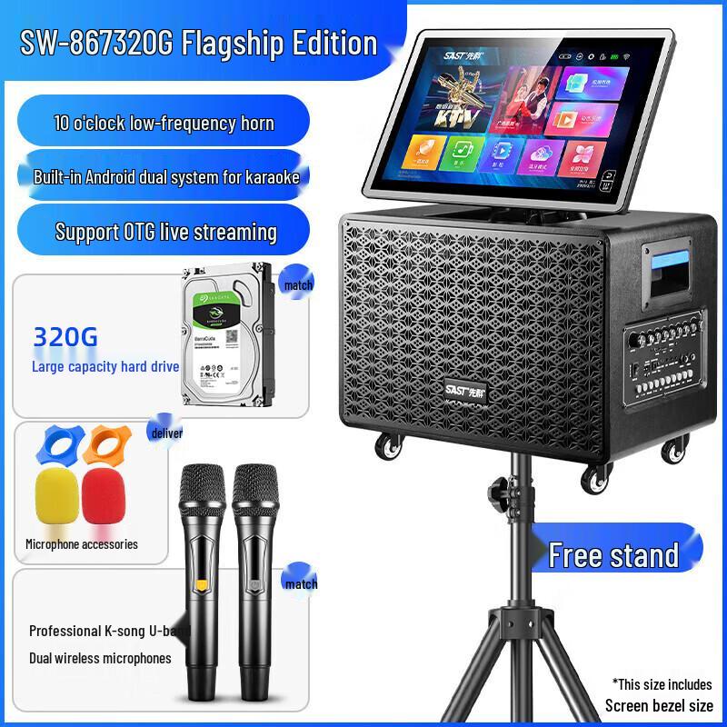 SAST Home KTV Audio System with Display and Microphone CN plug (adapter included)