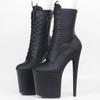 20CM Extreme High Heels Platform Boots Cross-tied Side Zip Sexy Pole Dancing Ankle Boots Size 36-43