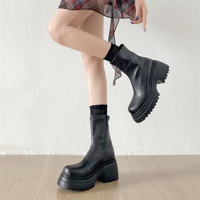 Женские ботильоны на платформе и толстом каблуке, современные короткие ботильоны на осень-зиму