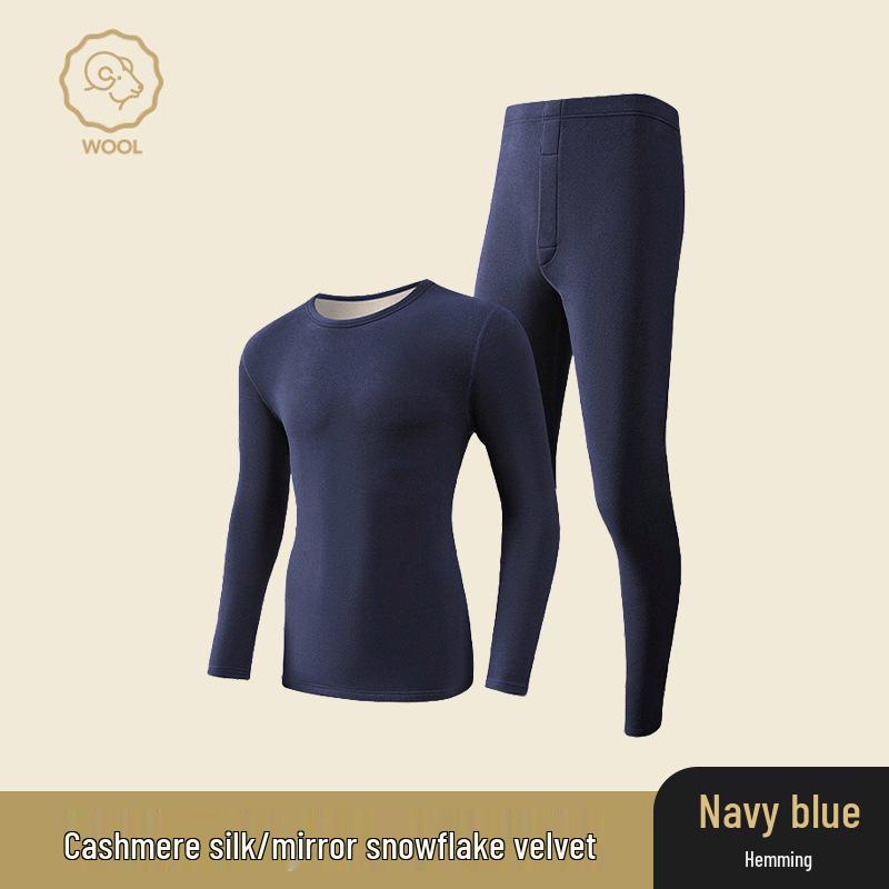 Термобелье из немецкого кашемира и шелка: Унисекс бесшовный комплект с круглым вырезом для осени и зимы