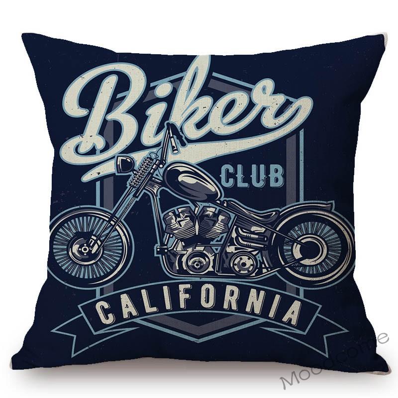 18" Vintage Motorcycle Club Poster Born To Ride Live To Ride Throw Pillow Case Us Funky Style Boy Husband Gift Cushion Cover