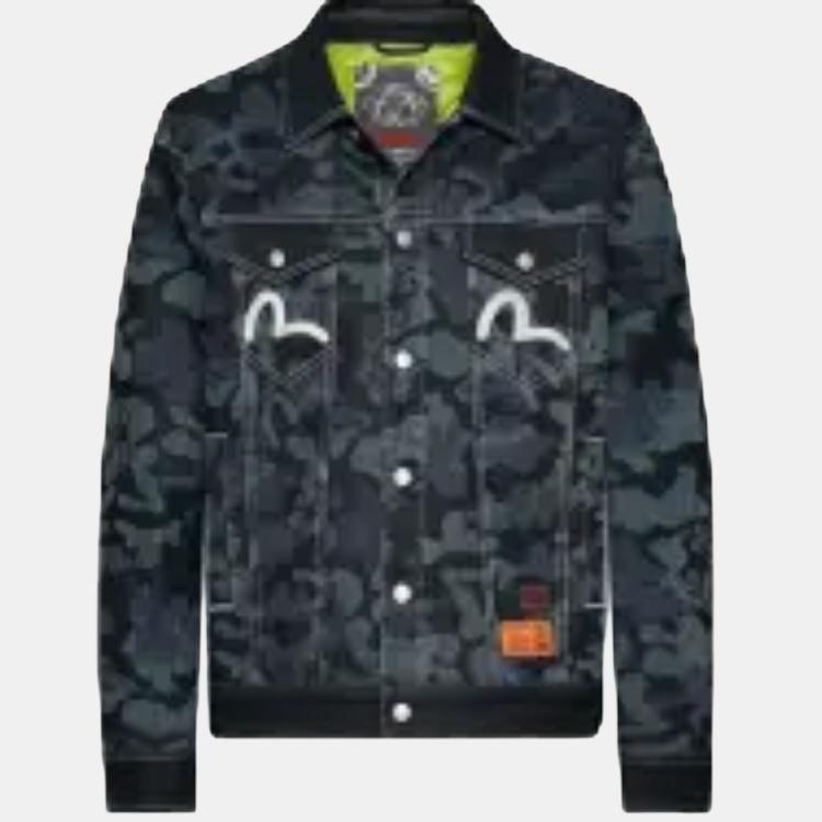 Evisu Family Crest Printed Denim Jacket Men jackets Dark-Blue 1EAHTM9DJ131XX