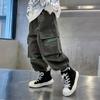 Boys Casual Cargo Pants Spring Autumn Big Kids Sport Pants Teenage Joggers Trousers Children Fashion Streetwear Baggy Pants