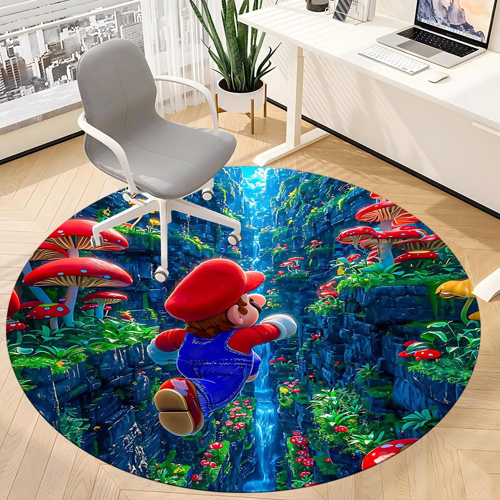 1 шт. Круглый коврик Super Mario Adventure для офиса, Нескользящий, Мягкий и прочный офисный коврик для декора интерьера, Идеально подходит для офиса, Красивое украшение