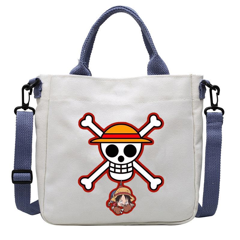 Сумки из холста One Piece с принтом персонажей аниме Luffy Мультяшные Фигурки Аниме Сумка через плечо Наружная Большая вместимость Модная Сумка-кроссбоди Подарки Подвижные Сочлененные Масштаб