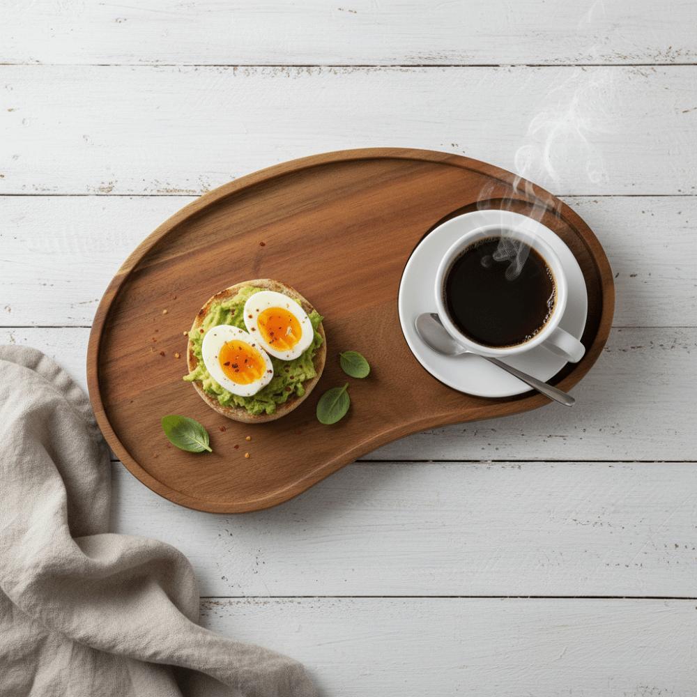 Wooden Fruit Platter with Coaster Food Dish Serving Ware Solid Wood Plate Hotel