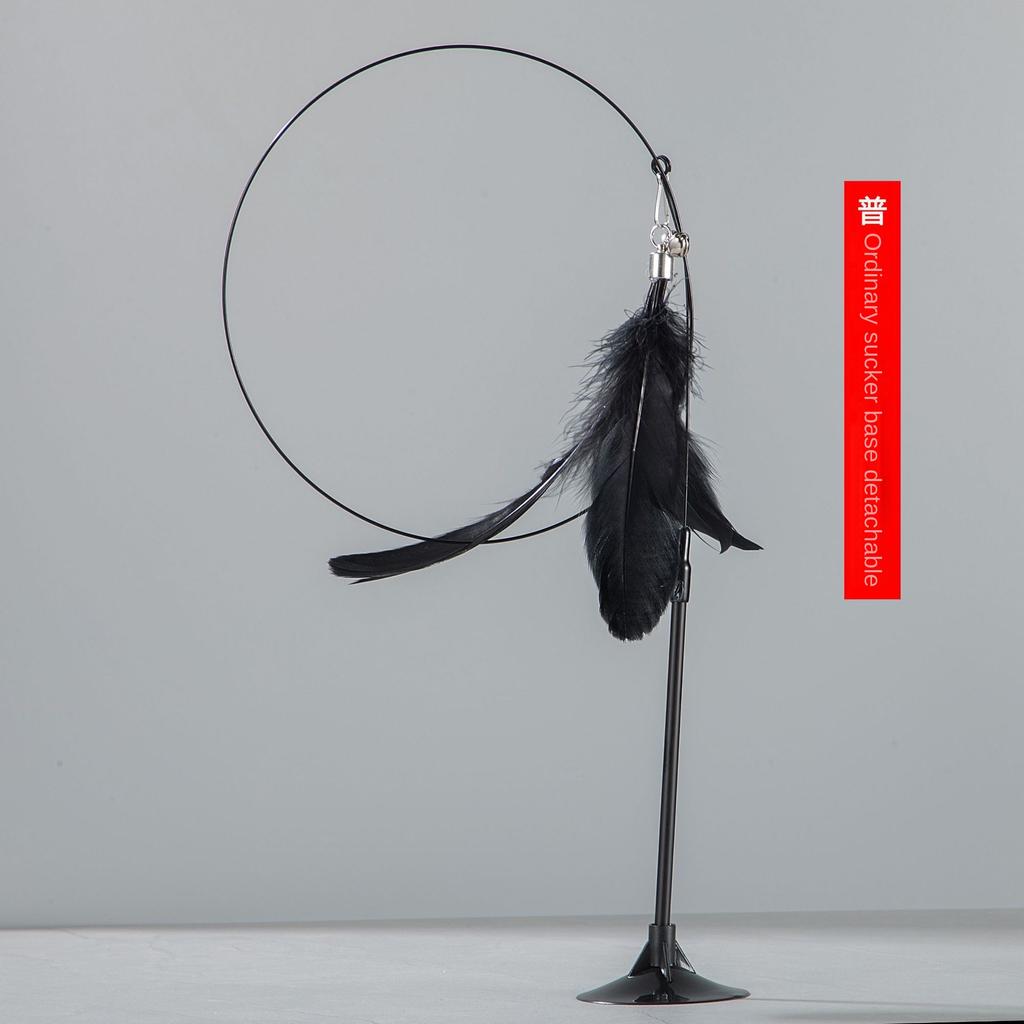 Cats Toys Feathers Wand Interactive Toy Kitten Toys with Super Suction Cup Detachable Feather Replacements Cat Stick Accesorios