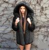 Autumn and Winter Fox Hair Imitation Fur Coat Women's Fashion Hooded Leisure Stitching Medium Long Coat