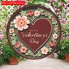 2D Flat Happy Valentine's Day Wooden Wall Hanging Decor - цветы Универсальный праздничный деревянный кулон, украшение для дома, приветственный знак, декор для вечеринки, дерево