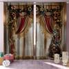 2Pcs Christmas Present Luxurious Christmas Decoration Curtains Festive Digital Print Holiday Decor Living Room Bedroom Kitchen