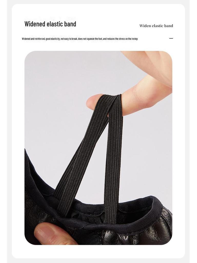 Women's Soft Sole Ballet Dance Shoes, Black PU Leather, Two-Point Bottom