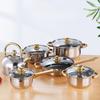 Thickened Stainless Steel Pot Set, Soup Pot, Milk Pot, Frying Pan with Water Kettle, 12 Piece Set of Cookware Combination Gift