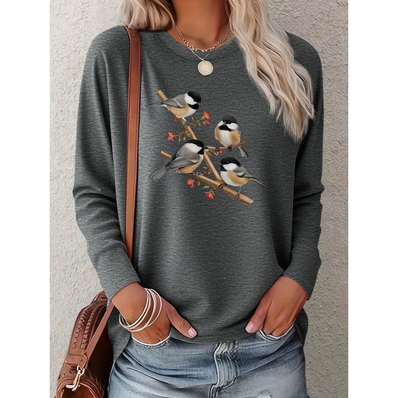 Women's Fashion Retro Elegant Round Neck Long Sleeve T-Shirt