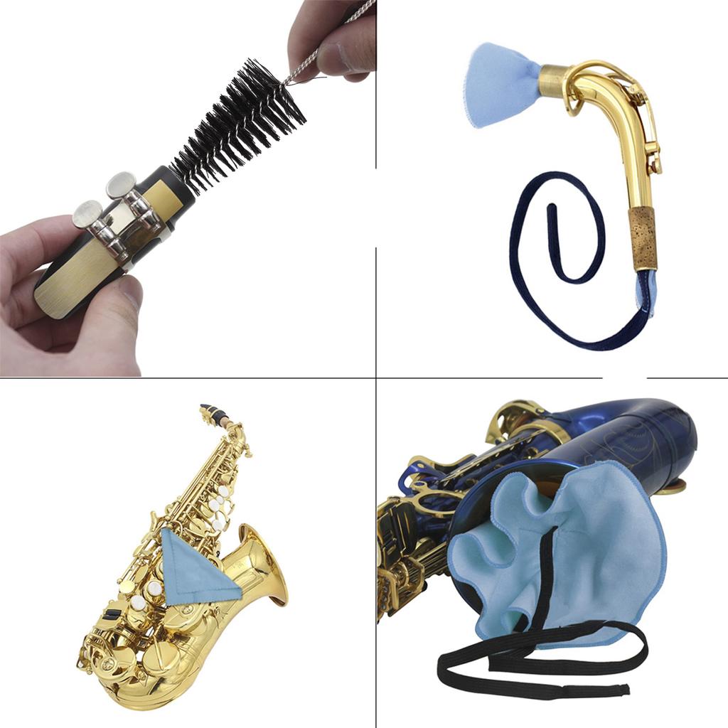 Набор для чистки саксофона, 3 шт., ткань для чистки, щетка для мундштука, уход за музыкальным инструментом