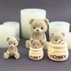 1pc Bear Honey Jar Little Bear Candle Silicone Mold Cake Baking Mould Aroma Candle Plaster Drip Mold for Home Decoration
