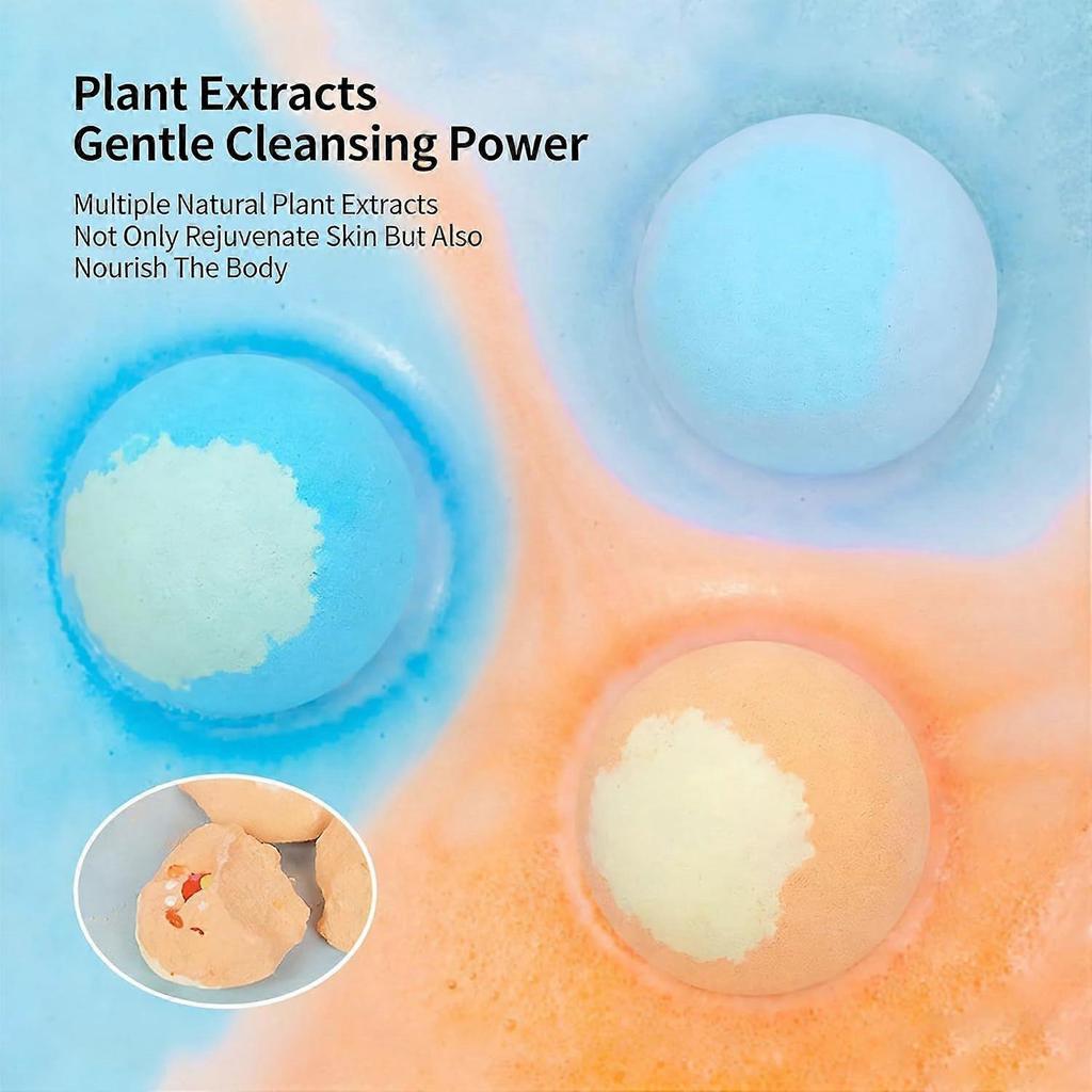 Glow-in-the-Dark Bath Bombs Gift Set, 6pcs Marine Animal Fizzy Bath Bombs With Light-Up Toys