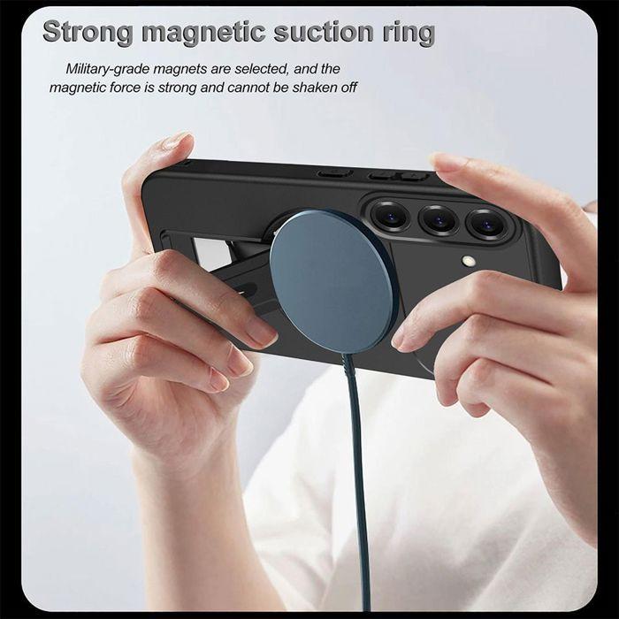 Coque pour Samsung Galaxy A37 5G, Protection Silicone avec Cercle Magnétique et Support - Noir