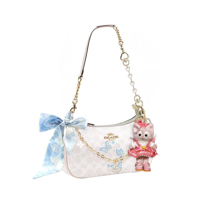 COACH shoulder bag [Customized bag] Teri 25 brand micro-label detachable strap bow silk scarf extension chain printed Fengqingyang basic style
