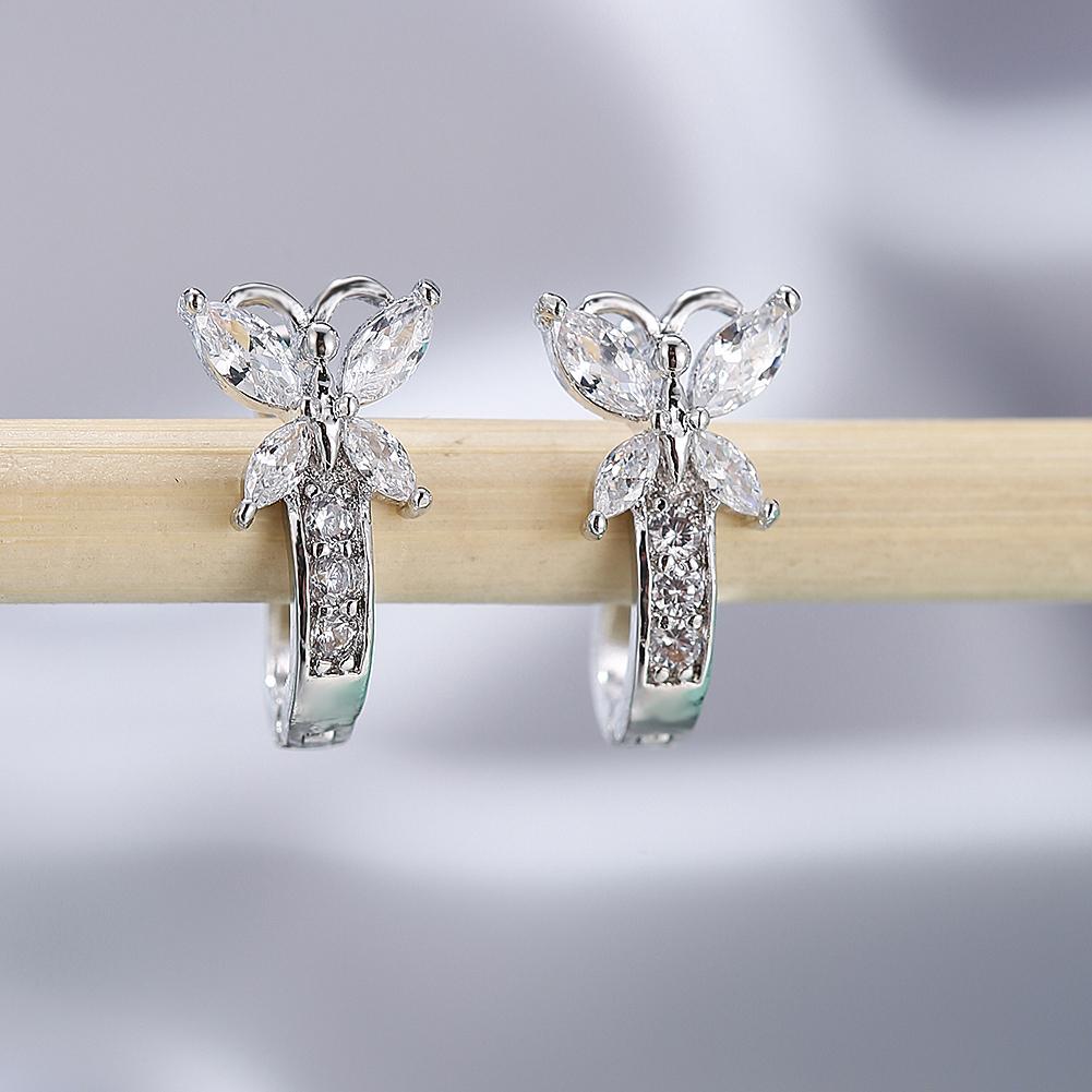 1 пара милых серег-капель серебряного цвета в форме бабочки, серьги-подвески огранки «маркиз», синие, белые, красные, зеленые, с камнями, висячие серьги, ювелирные изделия для свадебной вечеринки