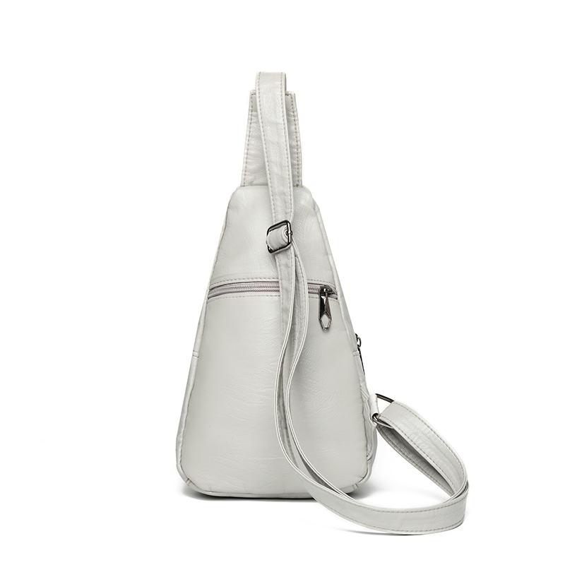 Женская мягкая кожаная нагрудная сумка через плечо с заклепками