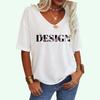 Women Fashion Letter Print Tee Shirt Summer Casual V-neck Top Loose Short Sleeve T-shirt